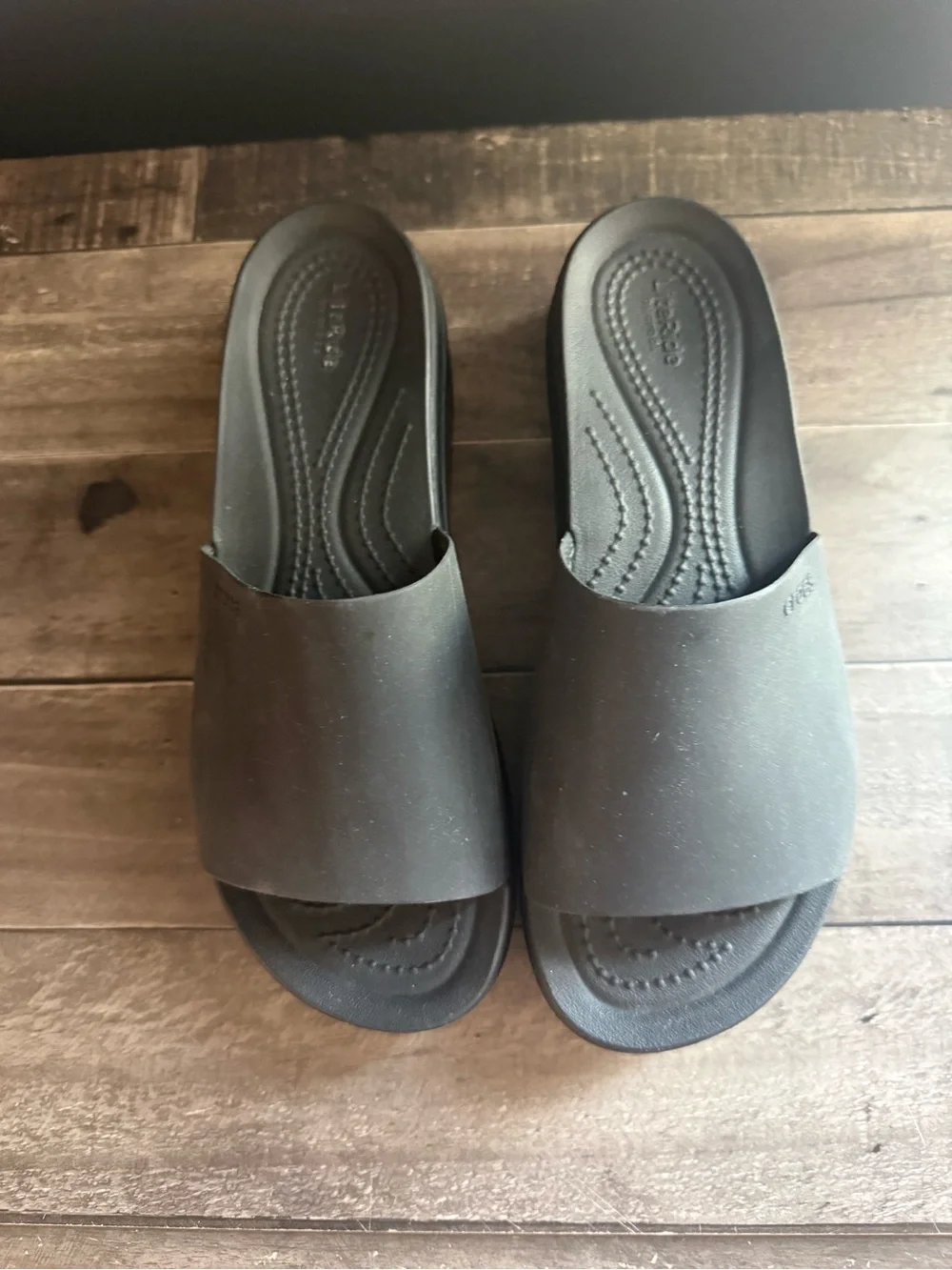 CROCS Women's Black Slide Wedge Sandals never worn